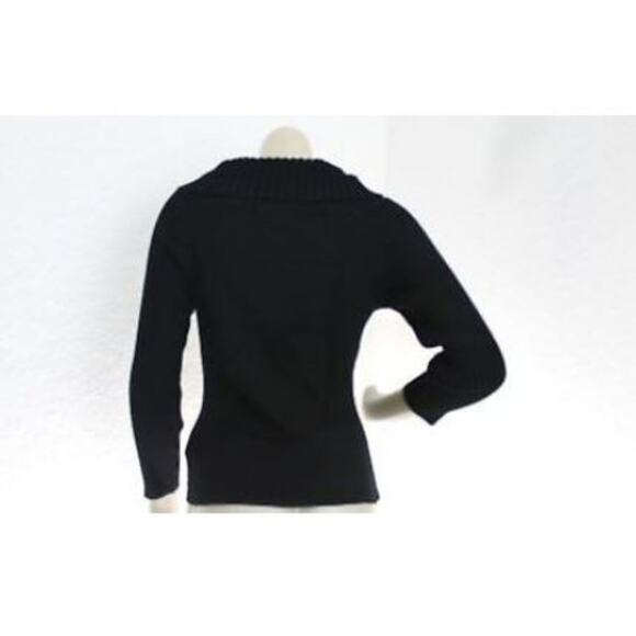 Nine West Black Ribbed Button Wide Neck Sweater Size L - Picture 2 of 4